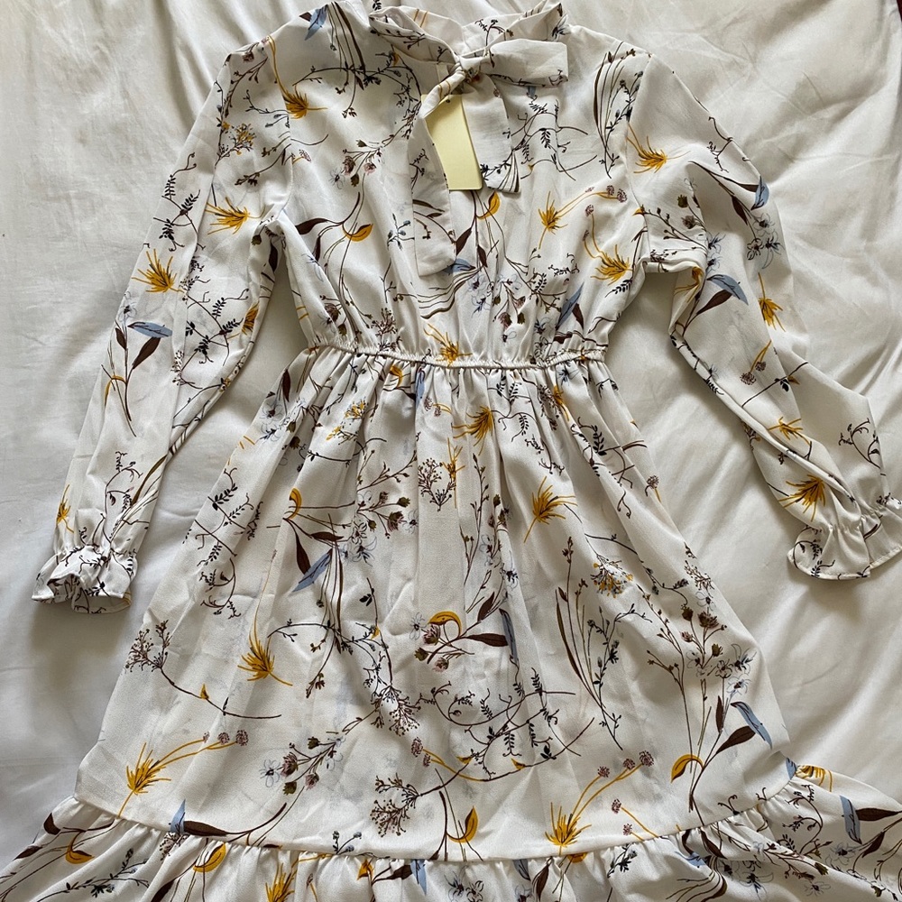 Midi white floral dress